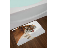 Panthera on Snow Close Bath Mat