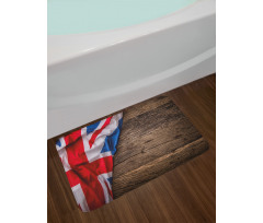 Flag on Oak Board Bath Mat