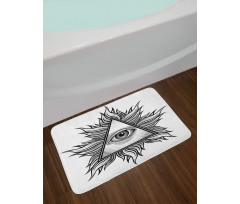 Triangles Tattoo Style Pattern Bath Mat