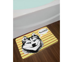 Husky Portrait Bath Mat