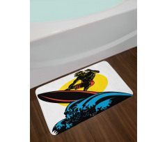 Man on Sea Waves Bath Mat