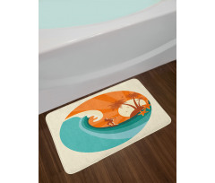 Retro Man Surfing Bath Mat