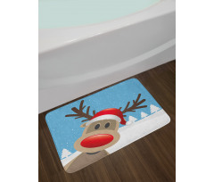 Reindeer Rudolph Hat Bath Mat