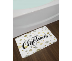 Merry Xmas Snowflake Bath Mat