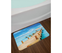 Tropic Seascape Wooden Jetty Bath Mat