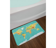 World Geography Continents Bath Mat