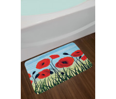 Digital Drawn Flower Bath Mat