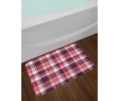 Retro Plaid Squares Bath Mat