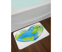 Vibrant Globe Heart Shape Bath Mat