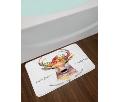Watercolor Deer Rustic Bath Mat