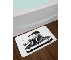 Walrus with Pipe Sketch Bath Mat