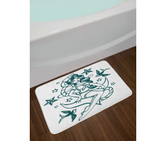 Pin-up Girl Sailor Suit Bath Mat