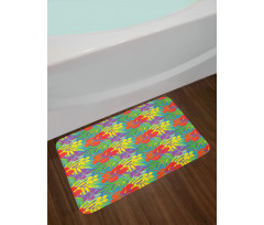 Abstract Vibrant Hibiscus Bath Mat