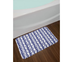 Blue and White Hibiscus Bath Mat