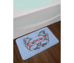 Fun Portrait Red Glasses Bath Mat