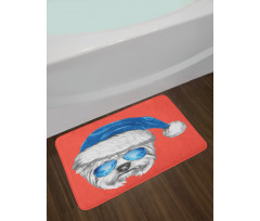 Blue Santa Hat Funny Bath Mat