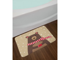 Bear Red Scarf Bath Mat