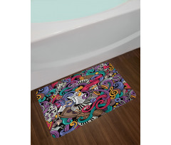 Music Theme Instruments Bath Mat