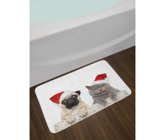 Christmas Themed Dog Photo Bath Mat