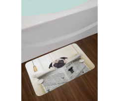 Puppy Reading Newspaper Bath Mat