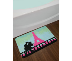 Hand Drawn Couple Kissing Bath Mat