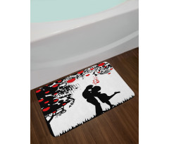 Lovers near Abstract Tree Bath Mat