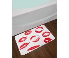 Different Red Kiss Marks Bath Mat