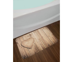 Rustic Heart Planks Bath Mat