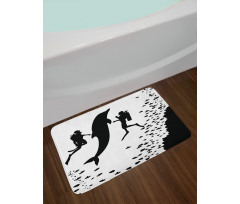 Scuba Divers Swimming Bath Mat