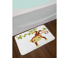 Cartoon Monkey on Liana Bath Mat
