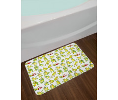 Frogs Different Poses Bath Mat