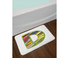 Letter Ornament Retro Bath Mat