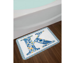 Leaves Blooms Initial Bath Mat