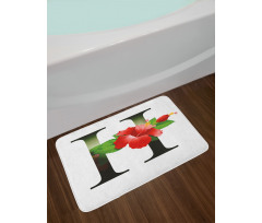 Hibiscus Green Leaves Bath Mat