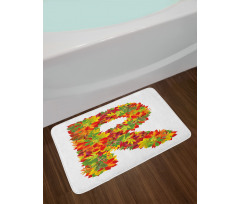 Floral R Maple Leaves Bath Mat