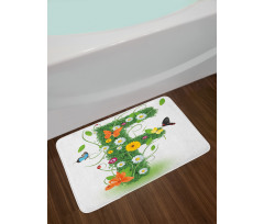 Animals and Flowers F Bath Mat