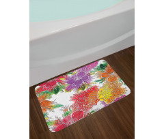 Abstract Colorful Flowers Bath Mat