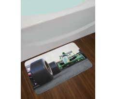 Indy Cars on Asphalt Road Bath Mat