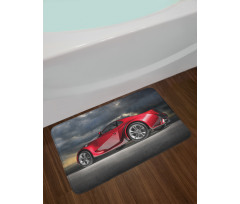 Modern Red Sports Vehicle Bath Mat