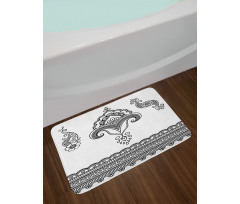 Floral Pattern Doodle Ornate Bath Mat