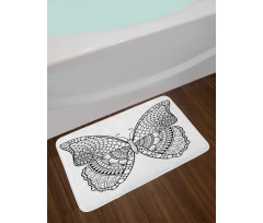 Monochrome Butterfly Graphic Bath Mat