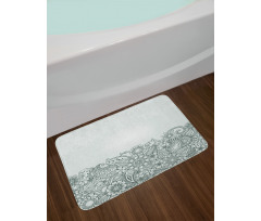 Outline Wildflowers and Leaves Bath Mat