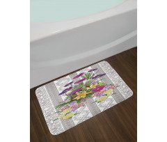 Colorful Bouquet on Curls Bath Mat