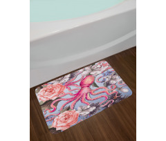 Animal Watercolor Flowers Bath Mat