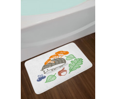 Colorful Animal Food Bath Mat