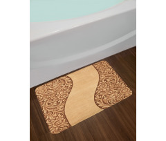 Monochrome Tones Ornate Wood Bath Mat