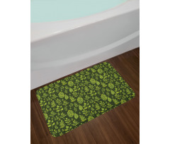 Patterned Green Leaves Bath Mat