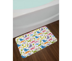 Dinosaurs Colorful Bath Mat