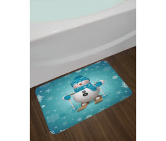 Skiing Snowflakes Fun Bath Mat