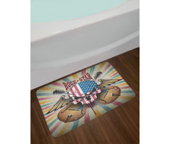 Angry Skull America Flag Bath Mat